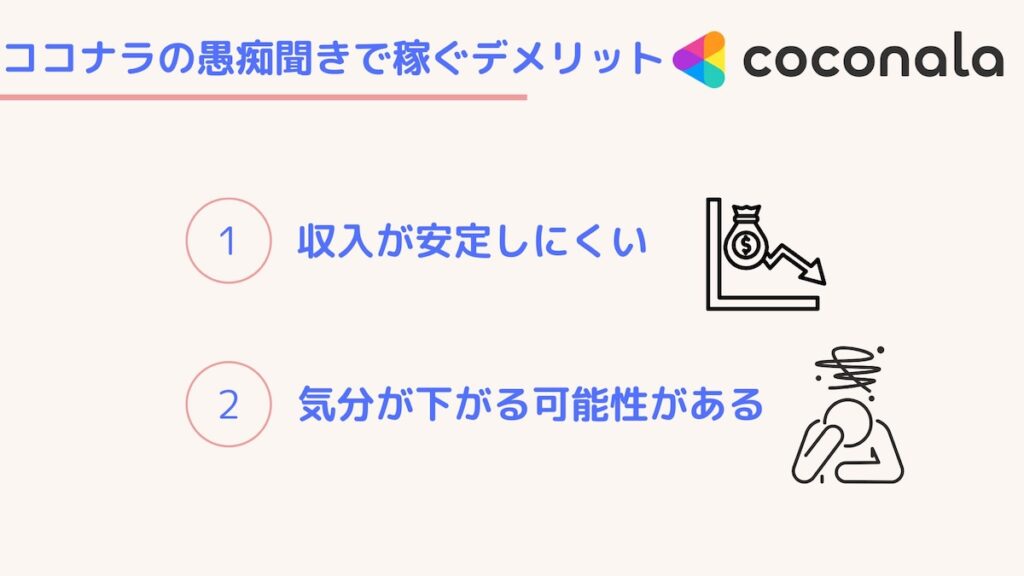 ココナラで愚痴聞きで稼ぐデメリット