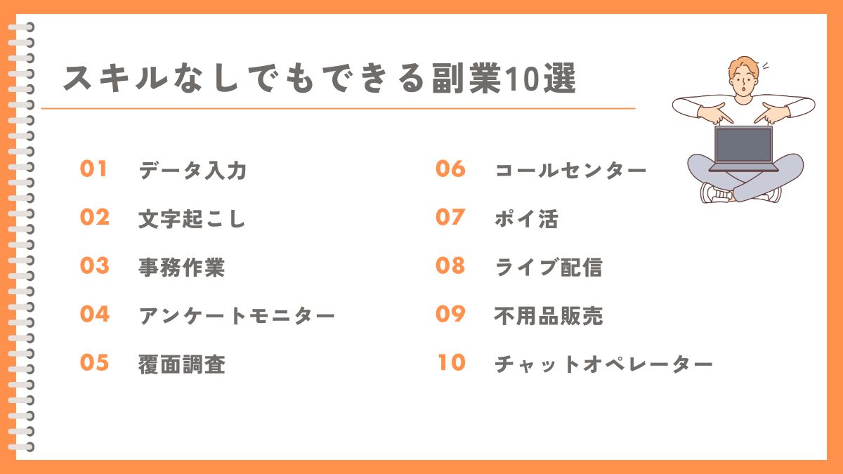 スキルなしでもパソコンがあればできる副業10選