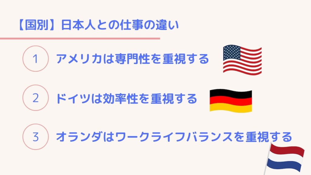 国別日本人との仕事観の違い