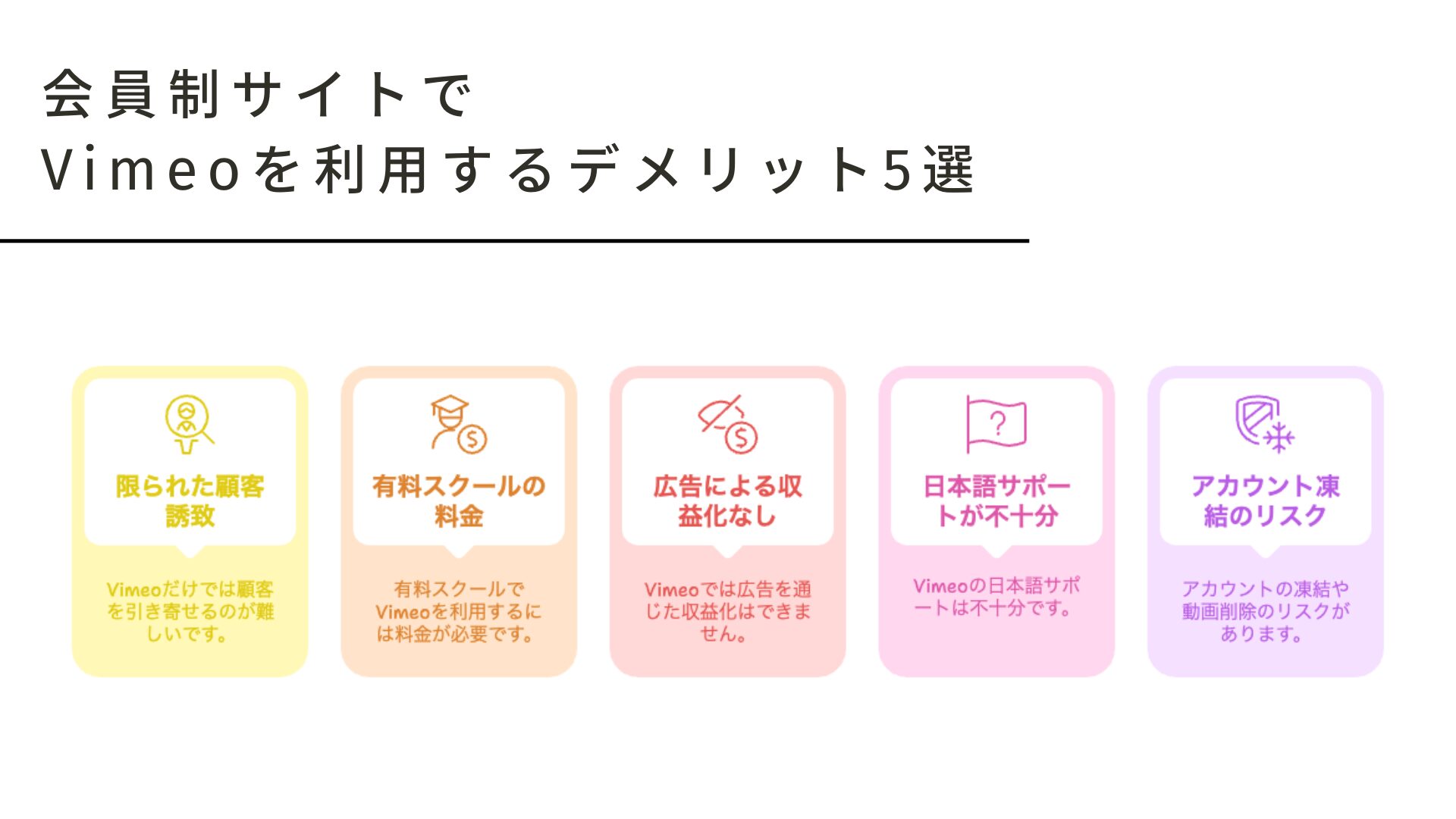 会員制サイトでVimeoを利用するデメリット5選