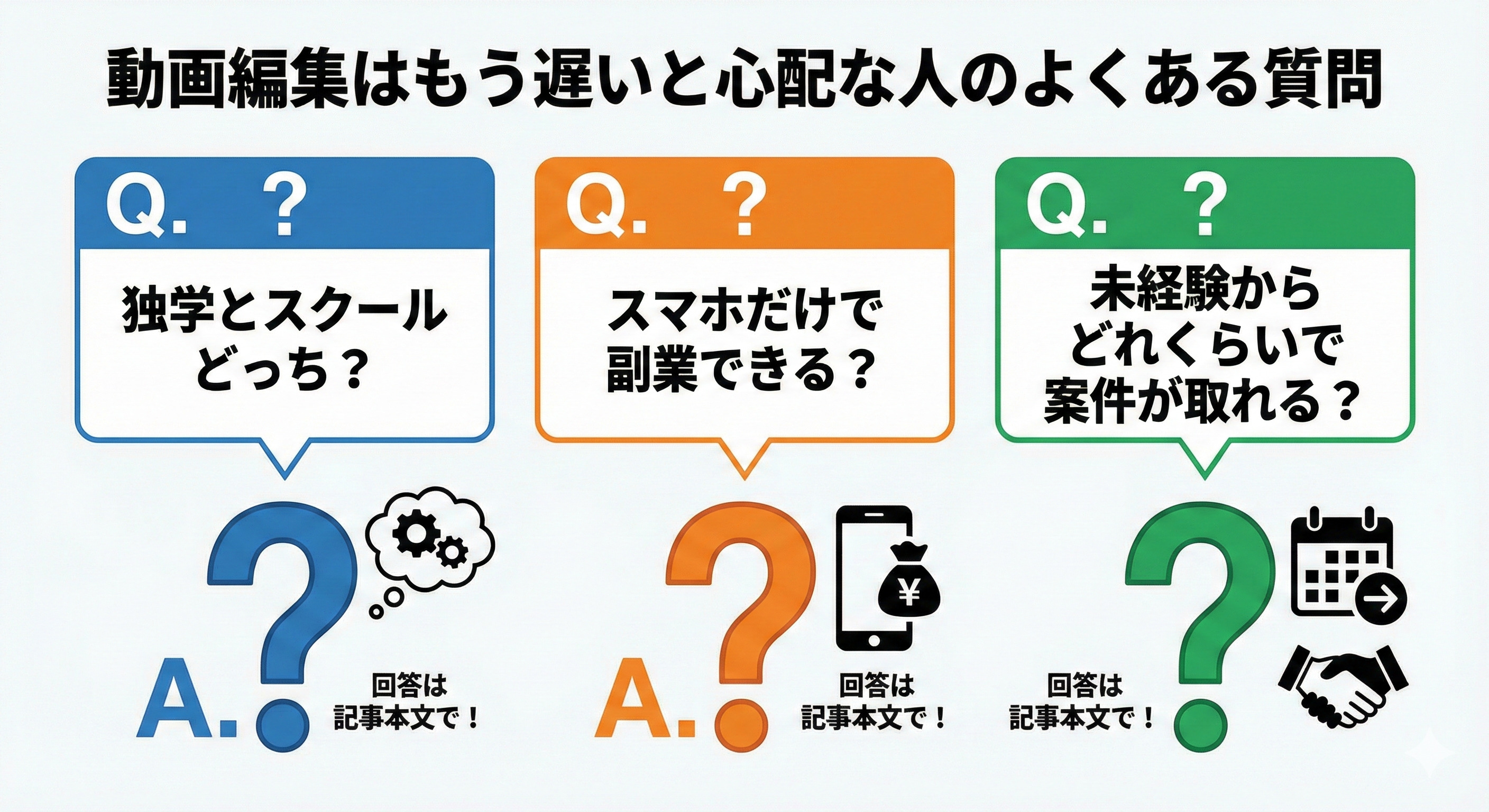 動画編集はもう遅いと心配な人のよくある質問
