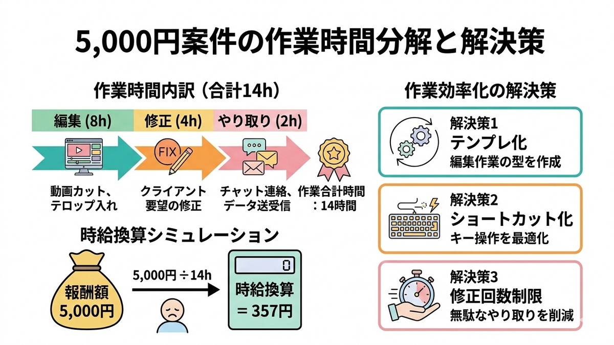 5,000円案件にかかる作業時間と時給換算シミュレーション