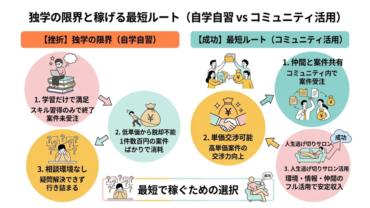 独学の限界と稼げるようになるまでの最短ルート