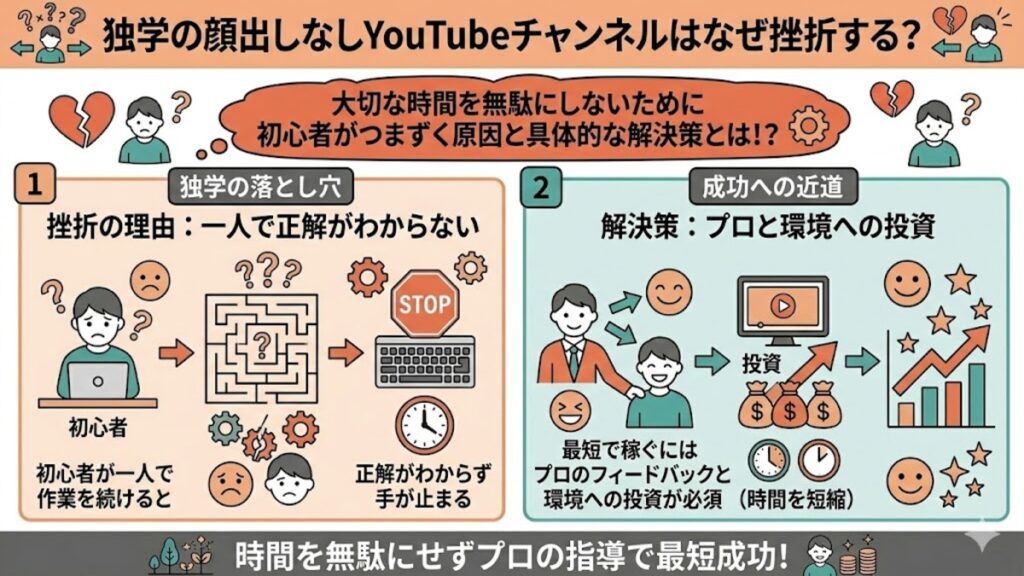 独学の顔出しなしYouTubeチャンネルはなぜ挫折する？