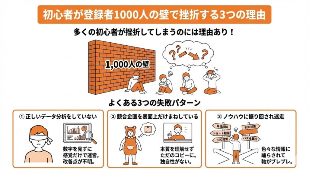 YouTube初心者が登録者1000人の壁で挫折する3つの理由