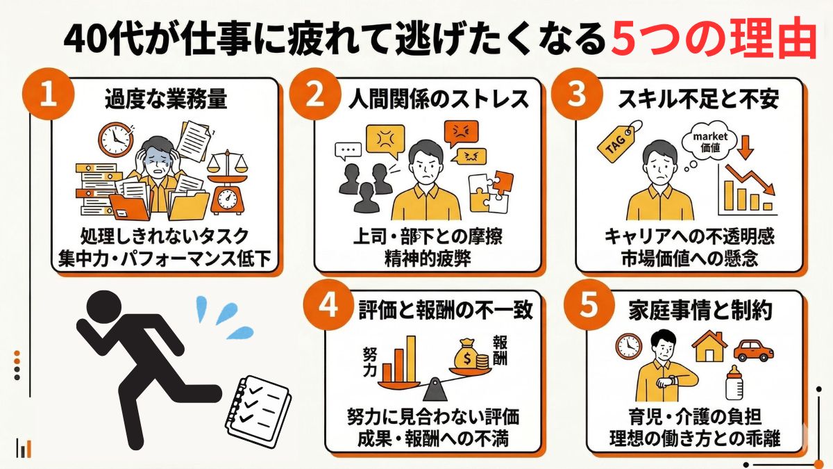 40代が仕事に疲れて逃げたくなる原因5つ