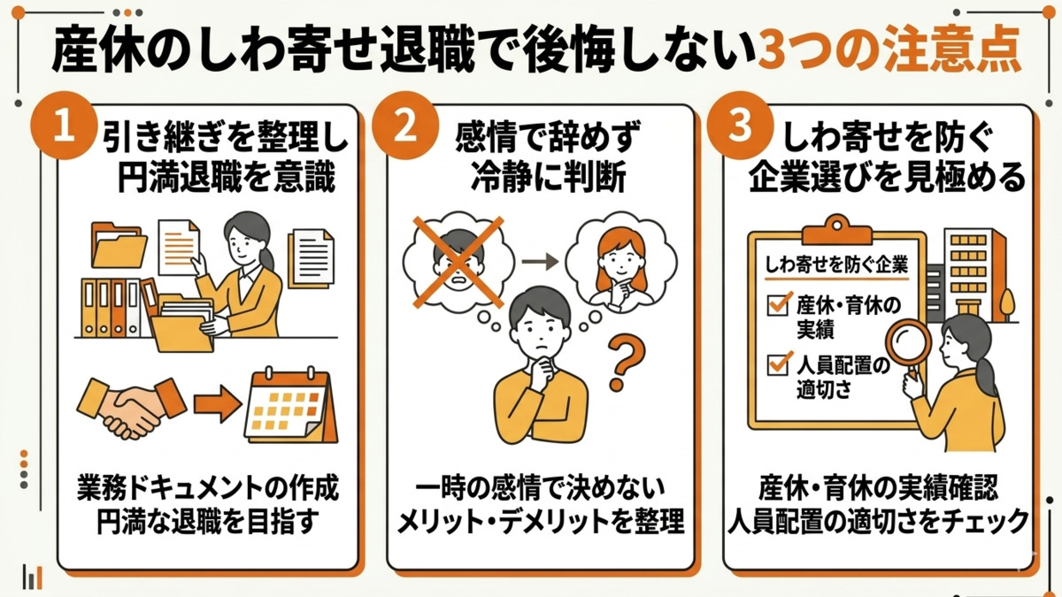 産休のしわ寄せ退職で後悔しない注意点3つ