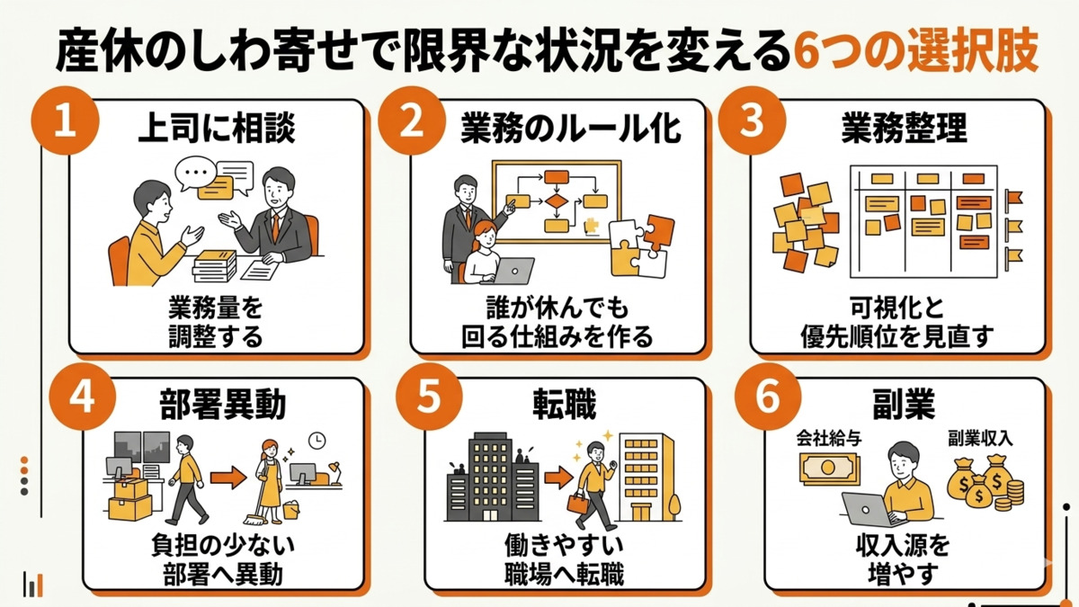 産休のしわ寄せで限界状況を変える6つの選択肢