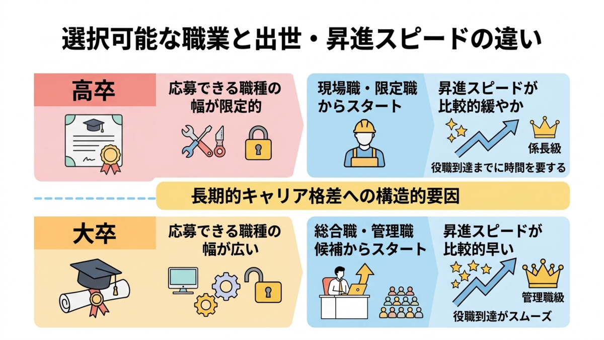 選択可能な職業と出世・昇進スピードの違い
