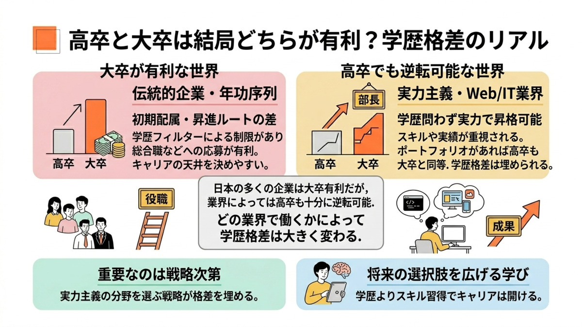 高卒と大卒は結局どちらが有利?学歴格差のリアル