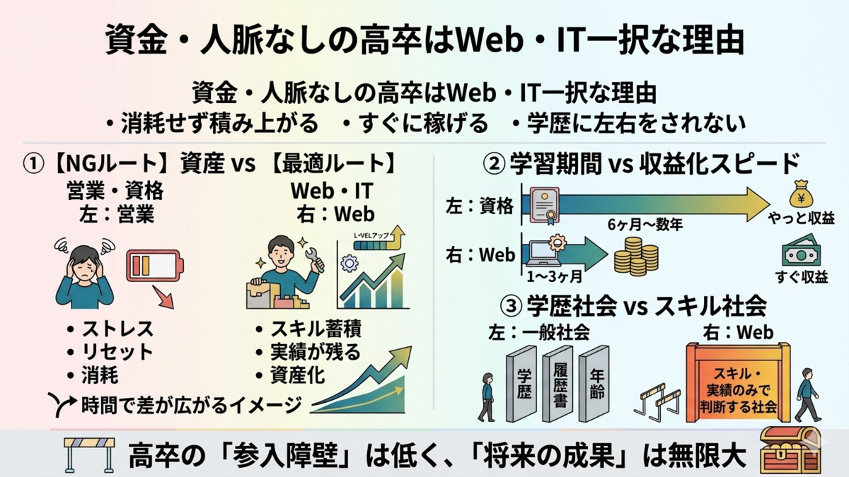 資金と人脈のない高卒がWeb・IT業界を選ぶべき理由