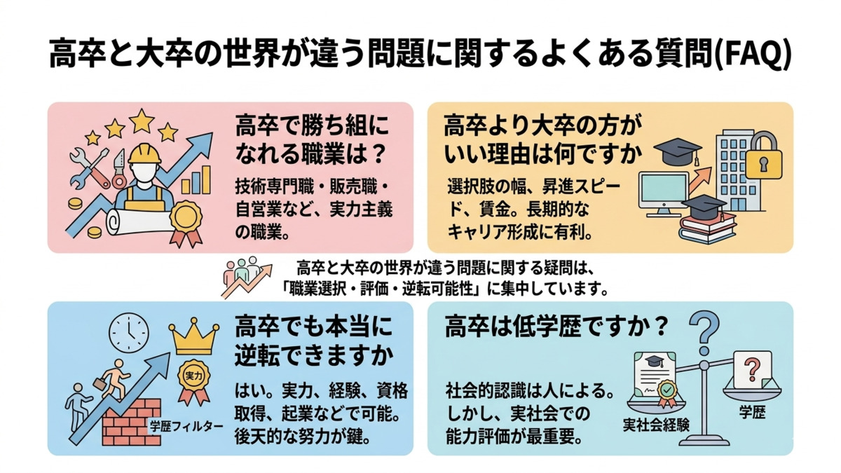 高卒と大卒の世界が違う問題に関するよくある質問(FAQ)