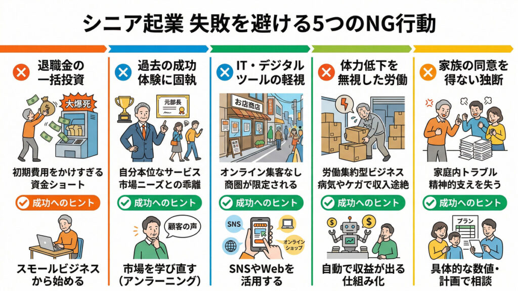 シニア起業でやってはいけない5つのこと!失敗と成功例の分かれ道とは