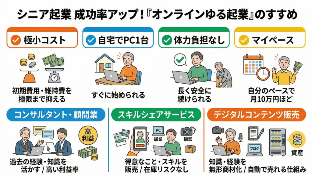 成功率を高める!シニア起業におすすめのオンラインゆる起業