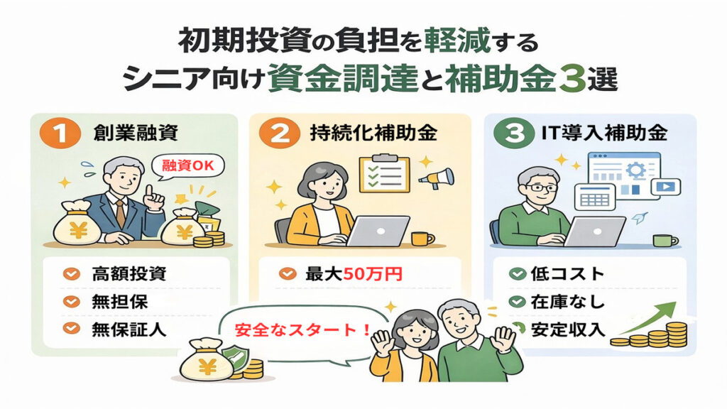 初期投資の負担を軽減するシニア向け資金調達と補助金3選