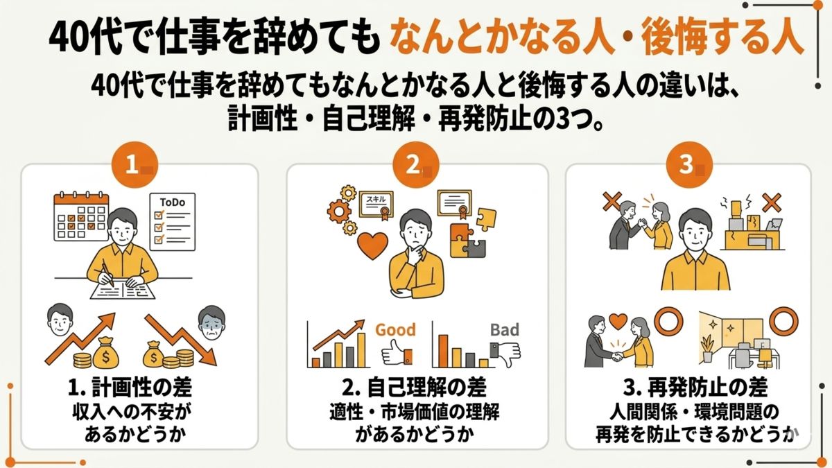 40代で仕事を辞めてもなんとかなる人・後悔する人