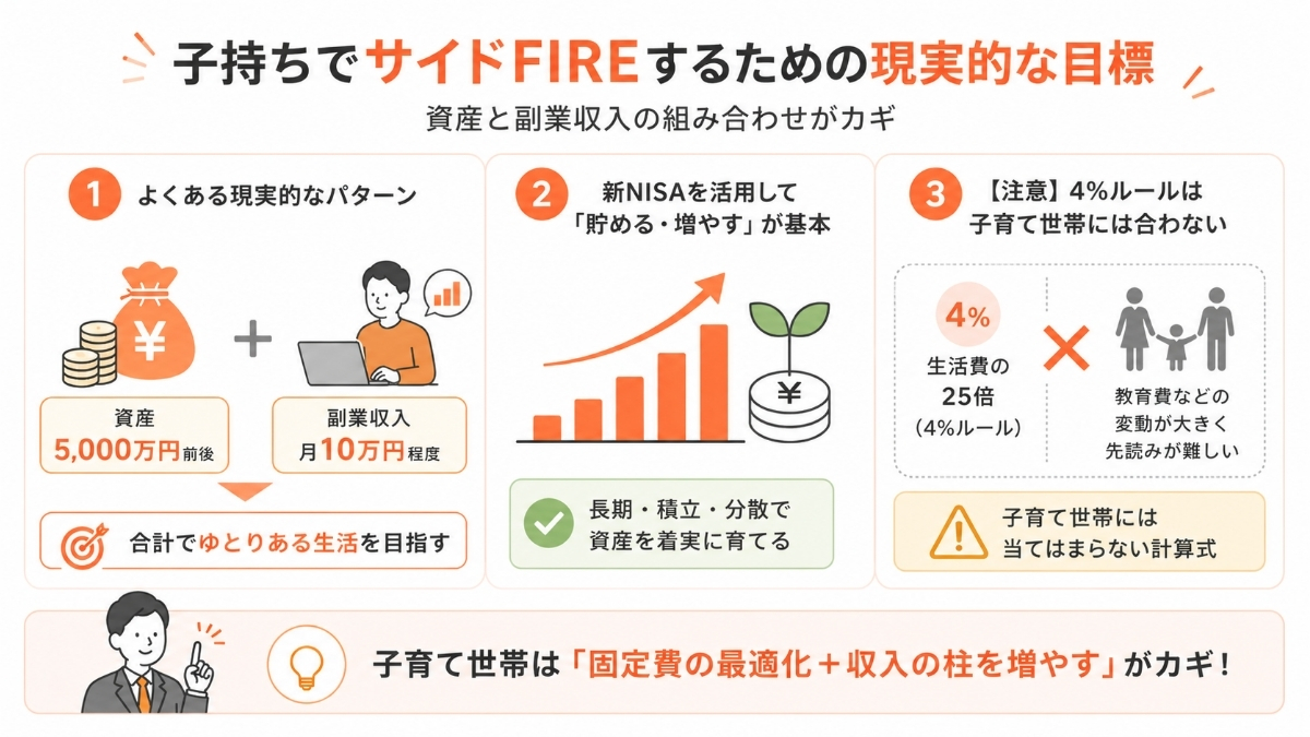 子持ちでサイドFIREするにはいくら必要？現実的な目標金額