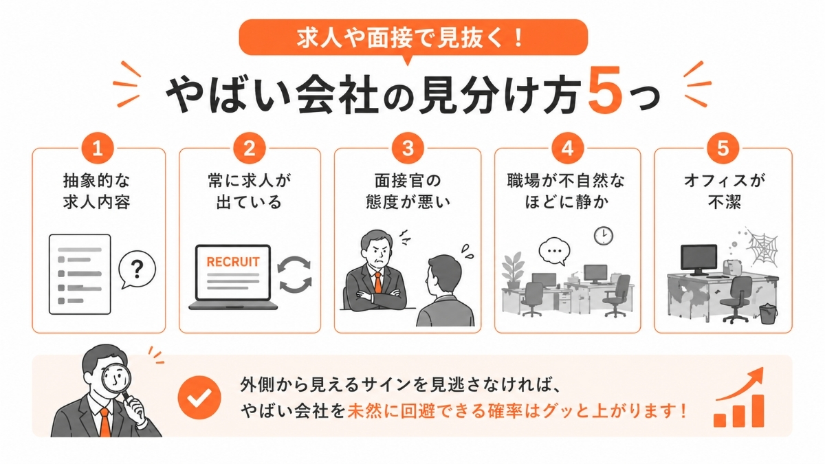 求人や面接で見抜く！やばい会社の見分け方5つ