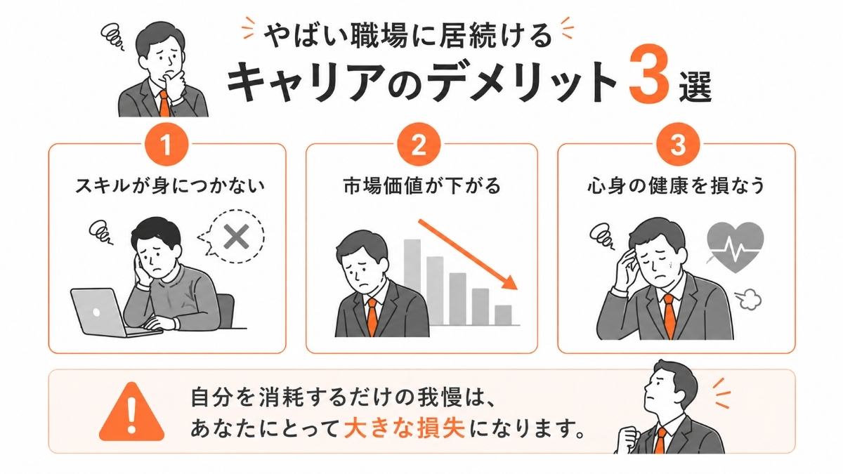 やばい職場に居続けるキャリアのデメリット3選