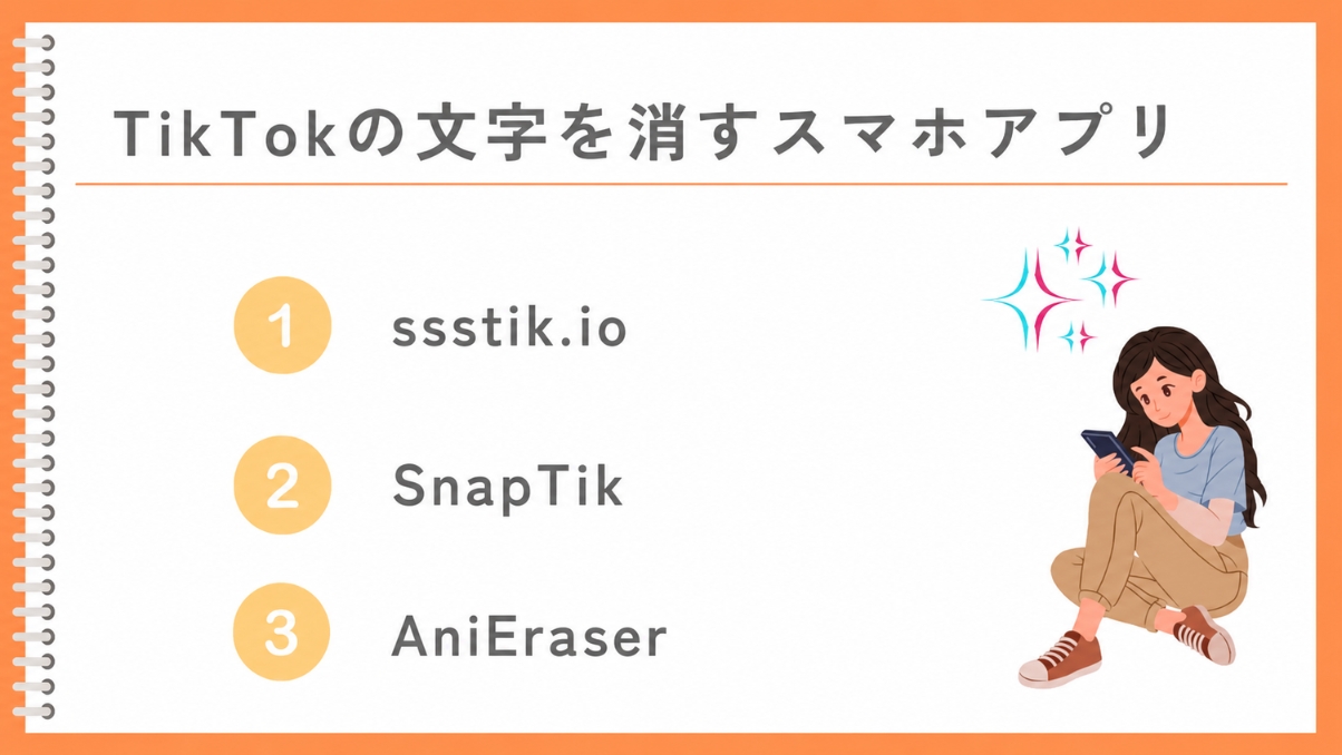 TikTokのロゴとIDの文字をスマホで完全に消すツール
